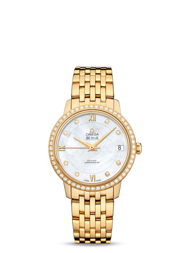 Omega De Ville Prestige Co-Axial 32.7 Yellow Gold Diamond / MOP / Bracelet